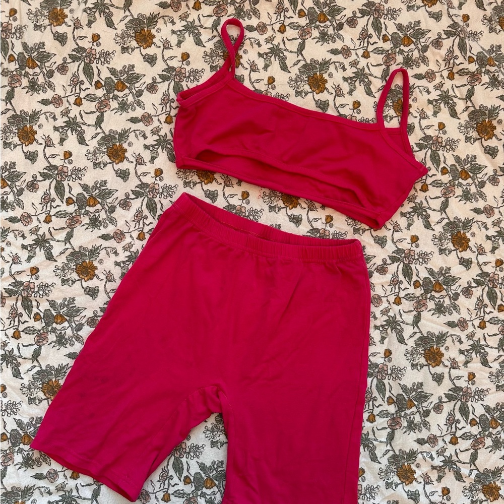 Electric Hot Pink Rave/Festival Two-Piece Set - Size XS